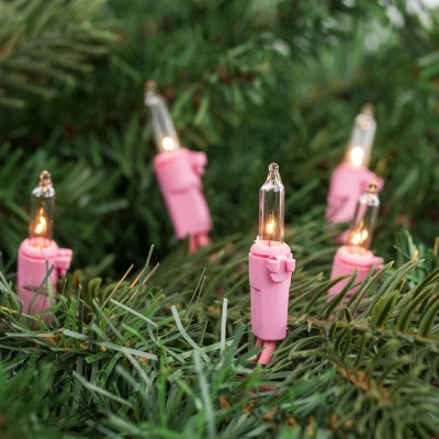 Northlight 50-Count Clear Mini Christmas Light Set - 10' Pink Wire 1 Northlight 50-Count Clear Mini Christmas Light Set - 10' Pink Wire