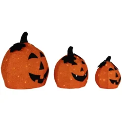 Northlight LED Lighted Jack O' Lantern Outdoor Halloween Decorations - Warm White - Set Of 3 -Holiday Decoration Store GUEST 77554b0e 751c 45db bbf7 2a61843f480d
