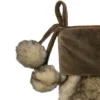 Northlight 20.5" Brown Plush Christmas Stocking With Corduroy Cuff And Pom Poms