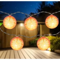 Northlight LED Orange Slice Indoor Outdoor Patio Light Set - 4.5' Clear Wire - 10ct
