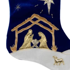 Northlight 20.5" Blue And Gold Nativity Scene Christmas Stocking With Gold Cuff -Holiday Decoration Store GUEST 7e501ec3 738e 4d0e b836 77c29064977a