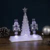 Northlight LED Lighted Icy Crystal Nutcracker And Christmas Tree Decoration - 9" - White Lights