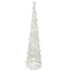 Northlight LED Lighted Glittered Cone Tree Christmas Decorations - 39.25" - White - Set Of 3 -Holiday Decoration Store GUEST 80b36693 b27f 42ea 9e12 e2bab10234e8