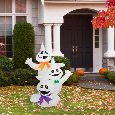 Northlight LED Lighted Ghost Trio Inflatable Outdoor Halloween Decoration - 3.5'- Warm White Lights 2 Northlight LED Lighted Ghost Trio Inflatable Outdoor Halloween Decoration - 3.5'- Warm White Lights - Image 2