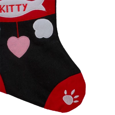 Northlight 19.5" Black And Red Embroidered Kitty Cat Christmas Stocking 2 Northlight 19.5" Black And Red Embroidered Kitty Cat Christmas Stocking - Image 2