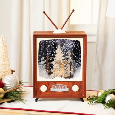 Northlight LED Lighted Musical Snowing Reindeer TV Set Christmas Decoration - 12" 1 Northlight LED Lighted Musical Snowing Reindeer TV Set Christmas Decoration - 12"