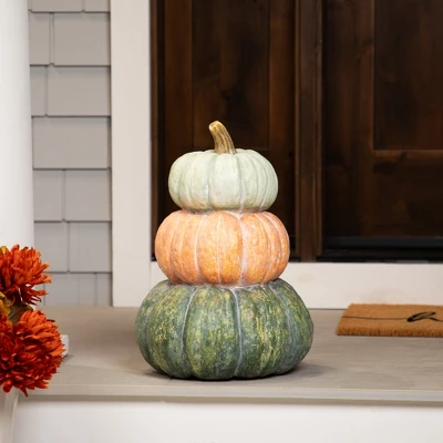 Northlight Tri-Color Pumpkin Stack Fall Harvest Decoration - 19" 1 Northlight Tri-Color Pumpkin Stack Fall Harvest Decoration - 19"