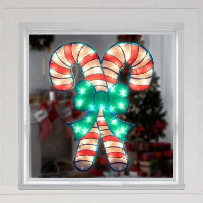 Northlight 18.5" Lighted Double Candy Cane Christmas Window Silhouette 2 Northlight 18.5" Lighted Double Candy Cane Christmas Window Silhouette - Image 2