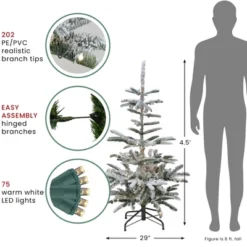 Northlight Real Touch™️ Pre-Lit Slim Flocked Nordmann Fir Artificial Christmas Tree - 4.5' - Warm Clear LED Lights -Holiday Decoration Store GUEST 8667c1f7 41c7 41d2 9f61 fd0994db4d47