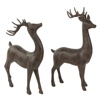 Northlight Standing Deer Christmas Decorations - 14" - Brown - Set Of 2 4 Northlight Standing Deer Christmas Decorations - 14" - Brown - Set Of 2 - Image 4
