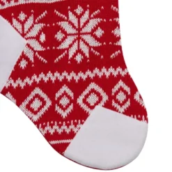 Northlight 21.5" Red And White Knitted Snowflake Christmas Stocking With Fleece Cuff -Holiday Decoration Store GUEST 87e79f95 06a2 4919 bcb9 cf37e127cc12