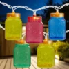 Northlight Mini Mason Jar Patio Light Set - Multi-Color - 7.5' White Wire - 10ct