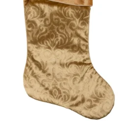 Northlight 20.5" Gold Etched Velvet Christmas Stocking With Glitter Print And Metallic Trim -Holiday Decoration Store GUEST 8a326469 d6ce 4c9d 9fe0 f3df1bec37f6