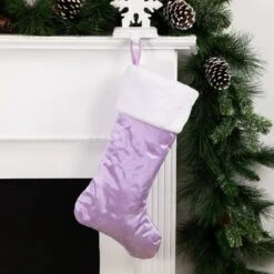 Northlight 20" Purple And White Glittered Snowflake Christmas Stocking With Cuff