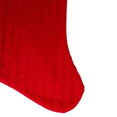 Northlight 19" Red And White Cable Knit Christmas Stocking With Fur Cuff 5 Northlight 19" Red And White Cable Knit Christmas Stocking With Fur Cuff - Image 5