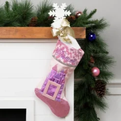 Northlight 20" Pink And Purple Glitter Princess Christmas Stocking
