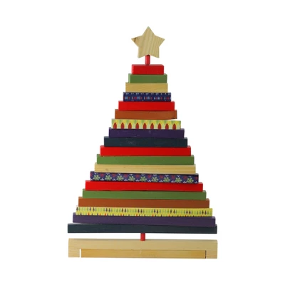 Northlight Adjustable Wooden Christmas Tree Decoration - 15.5" - Multicolor 1 Northlight Adjustable Wooden Christmas Tree Decoration - 15.5" - Multicolor
