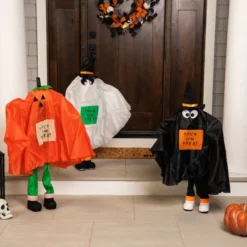 Northlight Ghost, Pumpkin And Bat Standing Halloween Kid Figures - 36" - Set Of 3