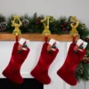 Northlight Glittered Harp Christmas Stocking Holders - 7" - Gold Finish - Set Of 3