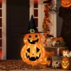 Northlight LED Lighted Jack-O-Lanterns In Witch's Hat Outdoor Halloween Decoration - 34"