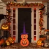 Northlight 30" Pop Up Lighted Tinsel Stacked Jack-O-Lanterns Halloween Decoration