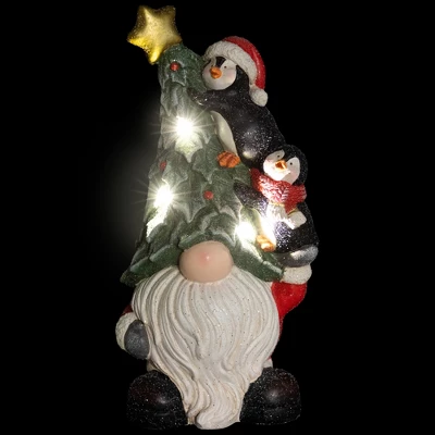 Northlight Lighted Gnome With Penguins Christmas Decoration -17" - Clear LED Lights 2 Northlight Lighted Gnome With Penguins Christmas Decoration -17" - Clear LED Lights - Image 2