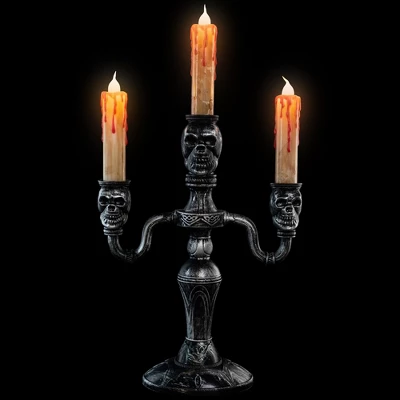 Northlight Antique-Style Skull Trio Flickering Halloween Candelabra - 13.75" - Amber Lights 2 Northlight Antique-Style Skull Trio Flickering Halloween Candelabra - 13.75" - Amber Lights - Image 2