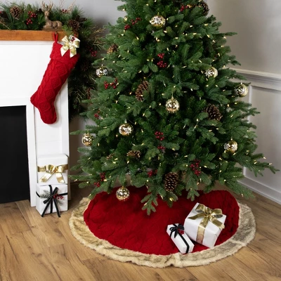 Northlight Cable Knit Christmas Stocking With Cuff - 21.5" - Red 2 Northlight Cable Knit Christmas Stocking With Cuff - 21.5" - Red - Image 2