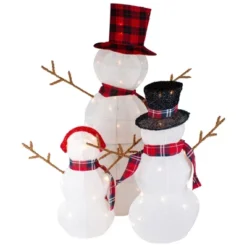 Northlight Lighted Tinsel Snowmen Family Christmas Outdoor Decorations - Clear Lights - Set Of 3 -Holiday Decoration Store GUEST 978a735e f431 41e6 9c2e 2f37e24de3d8