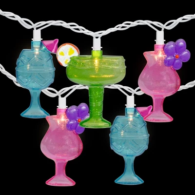 Northlight Cocktail Glasses Patio Light Set - Multi-Color - 7.25' White Wire - 10ct 2 Northlight Cocktail Glasses Patio Light Set - Multi-Color - 7.25' White Wire - 10ct - Image 2