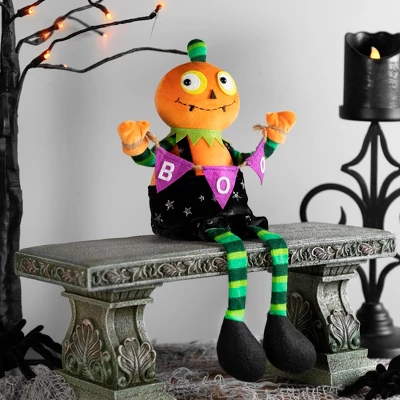 Northlight Jack O Lantern Halloween Decoration With Boo Banner- 14" 1 Northlight Jack O Lantern Halloween Decoration With Boo Banner- 14"