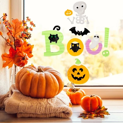 Northlight 14-Piece Orange And Green "Boo!" Halloween Gel Window Clings 1 Northlight 14-Piece Orange And Green "Boo!" Halloween Gel Window Clings