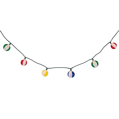 Northlight Beach Ball Patio Light Set - 6' Green Wire - 10ct 3 Northlight Beach Ball Patio Light Set - 6' Green Wire - 10ct - Image 3