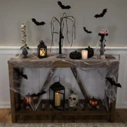 Northlight Pre-Lit Glittered Halloween Willow Tree With Bats - 24" - LED Orange Lights