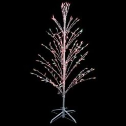 Northlight 4' Prelit Artificial Christmas Tree White Lighted Cascade Twig Outdoor Decoration - Multi-Color Lights