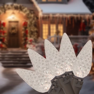 Northlight 70ct LED Faceted C6 Christmas String Lights Warm White - 23' Brown Wire 1 Northlight 70ct LED Faceted C6 Christmas String Lights Warm White - 23' Brown Wire