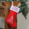 Northlight 15.75" Red And White Merry Christmas Tree Stocking With Cuff