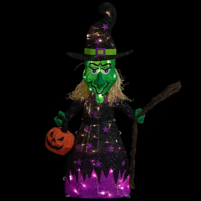 Northlight LED Lighted Witch With Broom Outdoor Halloween Decoration - 39" - Clear Lights 5 Northlight LED Lighted Witch With Broom Outdoor Halloween Decoration - 39" - Clear Lights - Image 5