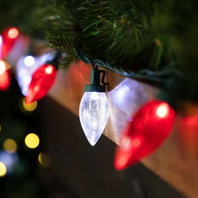 Northlight 25ct Red And Pure White LED C9 Christmas Lights, 16ft Green Wire 1 Northlight 25ct Red And Pure White LED C9 Christmas Lights, 16ft Green Wire