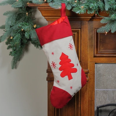Northlight Embroidered Tree With Snowflakes Christmas Stocking - 18" 2 Northlight Embroidered Tree With Snowflakes Christmas Stocking - 18" - Image 2