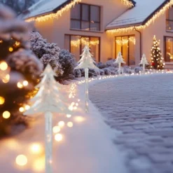 Northlight Lighted Tree Christmas Outdoor Pathway Markers - 26.5" - Set Of 4