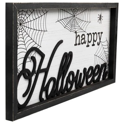 Northlight Framed "Happy Halloween" Spider Web Wall Sign - 23.5" 2 Northlight Framed "Happy Halloween" Spider Web Wall Sign - 23.5" - Image 2