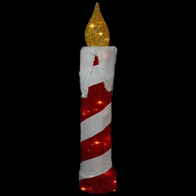 Northlight 3D LED Lighted Striped Candle Christmas Outdoor Decoration - 30" - Red And White 2 Northlight 3D LED Lighted Striped Candle Christmas Outdoor Decoration - 30" - Red And White - Image 2