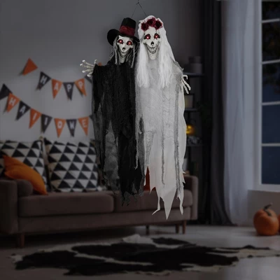 Northlight Lighted Skeleton Couple With Sound Halloween Decoration - 47" 1 Northlight Lighted Skeleton Couple With Sound Halloween Decoration - 47"