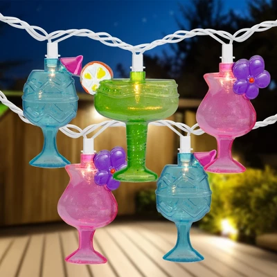 Northlight Cocktail Glasses Patio Light Set - Multi-Color - 7.25' White Wire - 10ct 1 Northlight Cocktail Glasses Patio Light Set - Multi-Color - 7.25' White Wire - 10ct