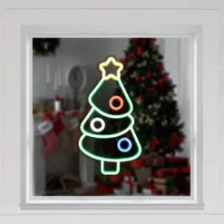 Northlight 15" LED Lighted Neon Style Christmas Tree Window Silhouette
