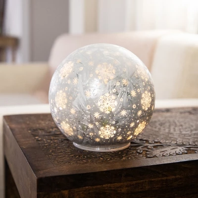 Northlight LED Lighted Snowflakes Glass Globe Christmas Decoration - 6" - White 1 Northlight LED Lighted Snowflakes Glass Globe Christmas Decoration - 6" - White