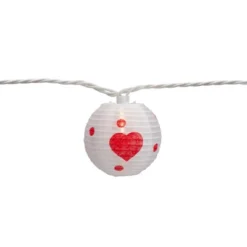 Northlight 10-Count White And Red Heart Paper Lantern Valentine's Day Lights, 8.5ft White Wire -Holiday Decoration Store GUEST a8d2e87b 6a82 4094 ad6d 754dcd1b0046