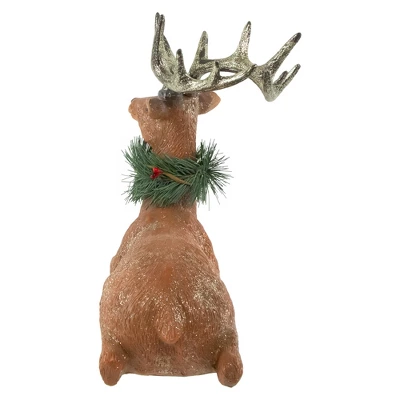 Northlight Glittered Sitting Deer With Pine Neck Wreath Christmas Decoration - 10" 5 Northlight Glittered Sitting Deer With Pine Neck Wreath Christmas Decoration - 10" - Image 5
