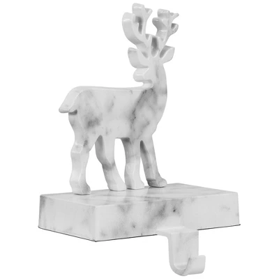 Northlight Marbled Standing Deer Christmas Stocking Holder - 7.5" - White And Black 3 Northlight Marbled Standing Deer Christmas Stocking Holder - 7.5" - White And Black - Image 3
